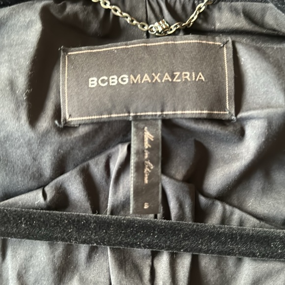 BCBG asymmetrical suede cropped black jacket size small. - Picture 2 of 4